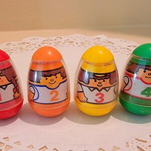 4 Original Racer weebles, Vintage Set, 1970 toys